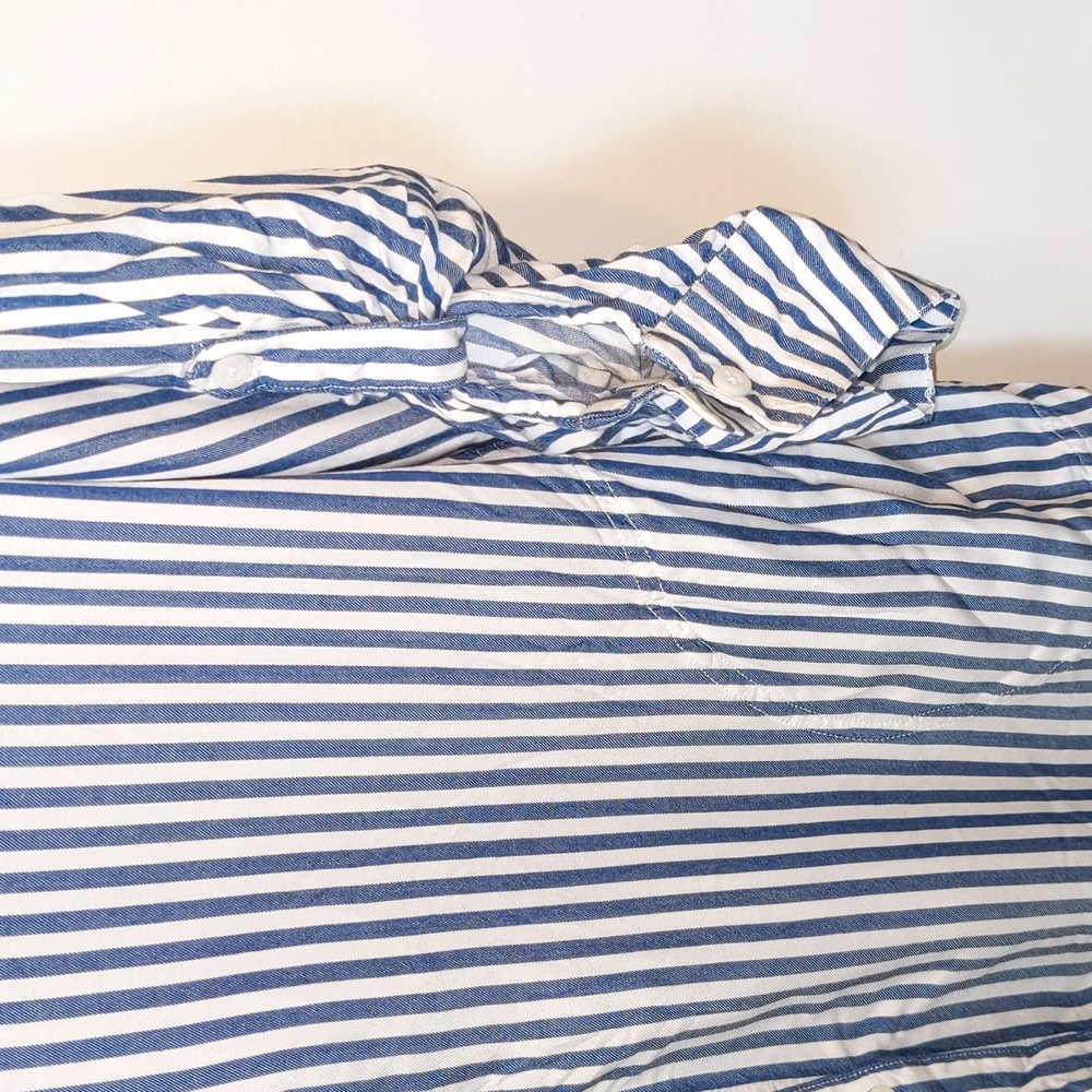 Tommy Bahama Women's Size XL Chambray Nautical Striped Boyfriend Cover Up Shirt - Picture 3 of 10